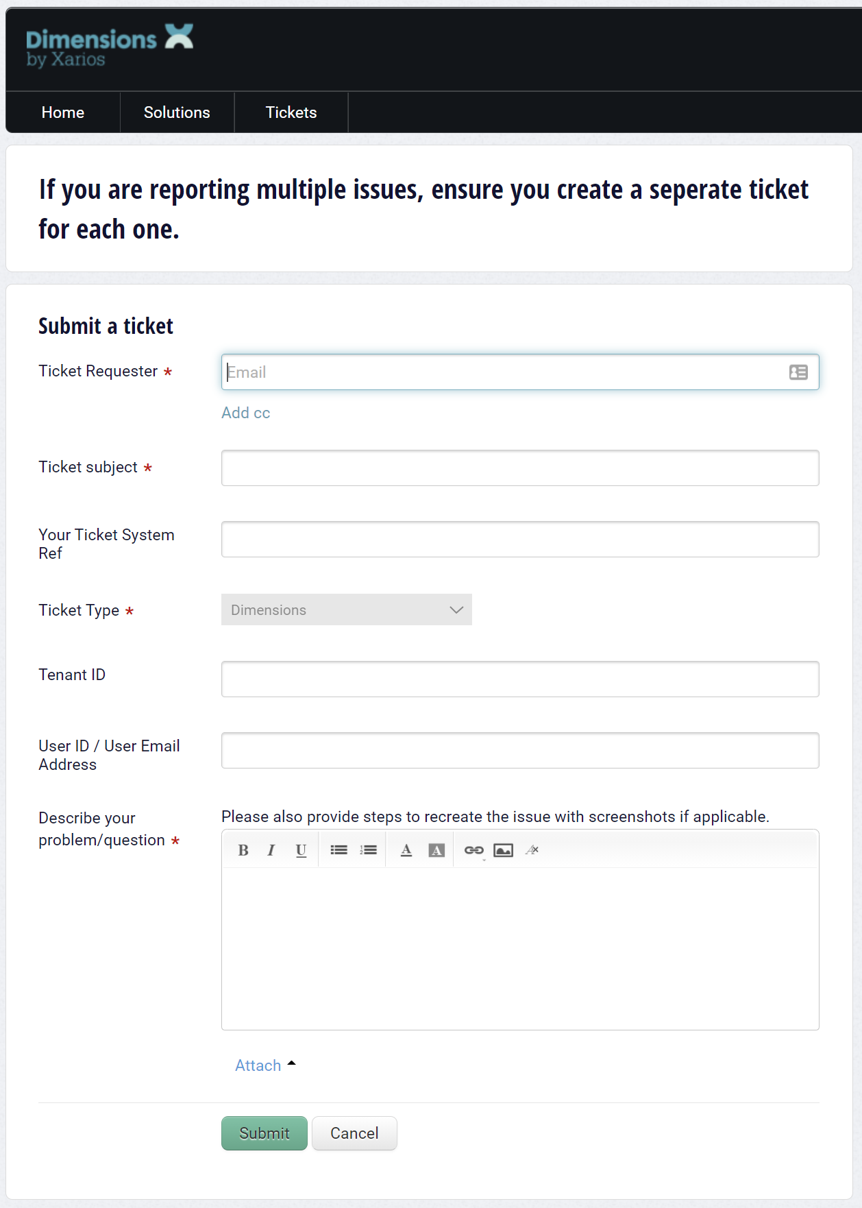 Support Raise Ticket